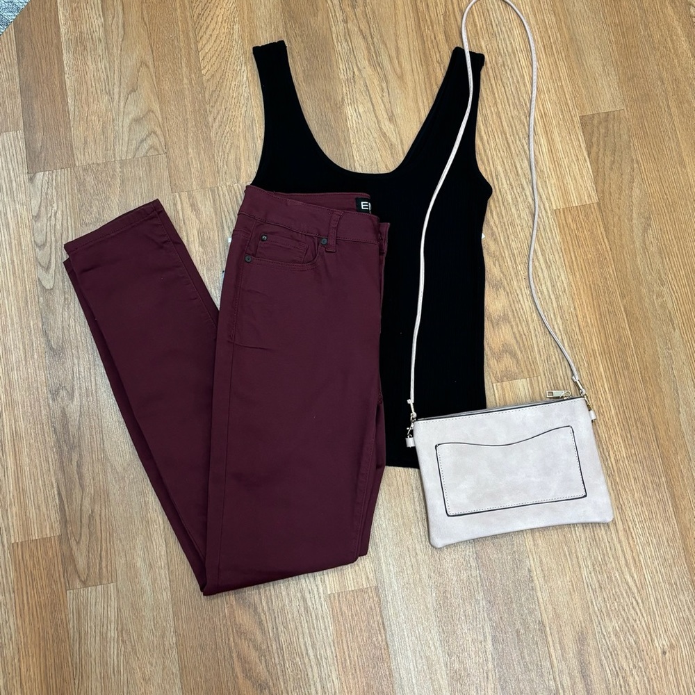 Burgundy Stretchy Pants - Picture 2 of 4